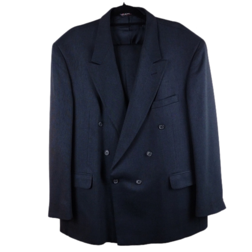 Bonacci Checked Gray One Notched Collar Double Br… - image 1